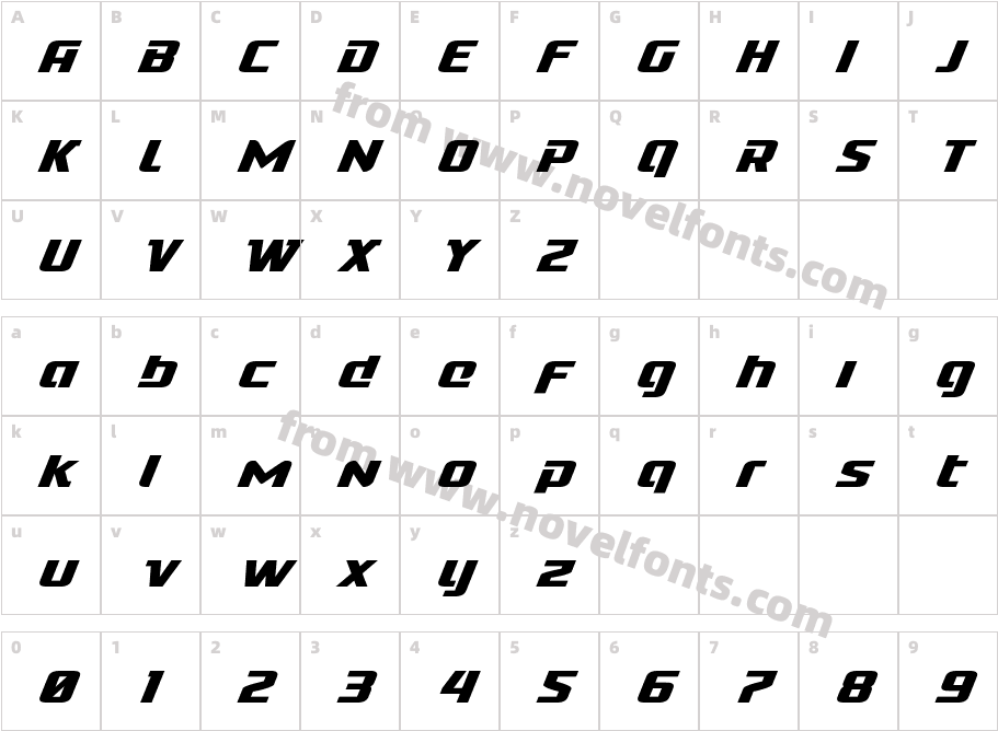 Cobalt Alien Super-ItalicCharacter Map