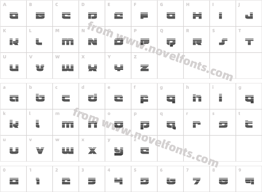 Cobalt Corsair GradientCharacter Map