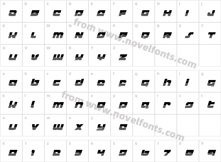 Cobalt Corsair Halftone ItalicCharacter Map