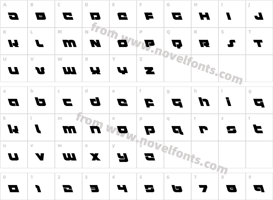 Cobalt Corsair LeftalicCharacter Map