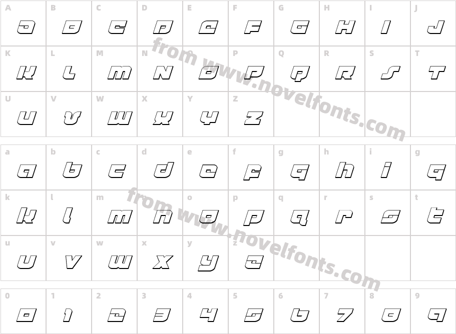 Cobalt Corsair Outline ItalicCharacter Map