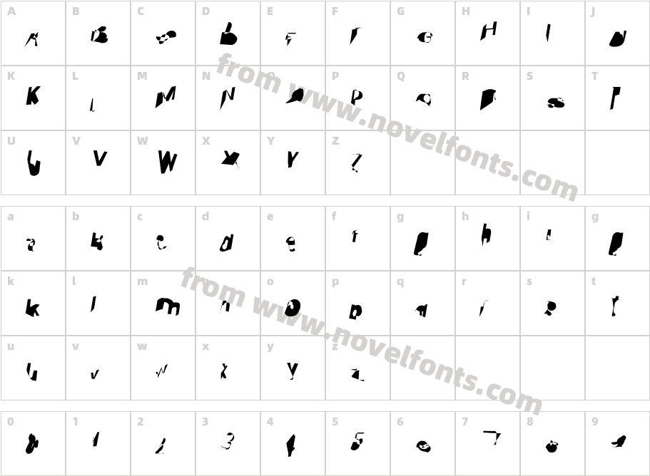 Cobalt Extended ObliqueCharacter Map