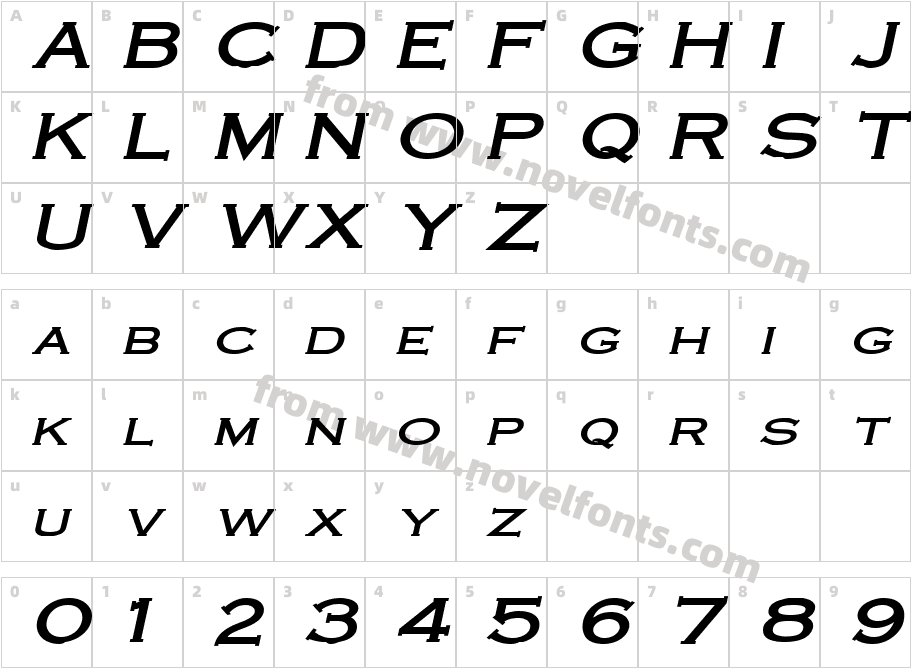 Cobalt Wide Bold ItalicCharacter Map