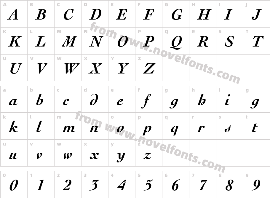 Cochin-BoldItalicCharacter Map