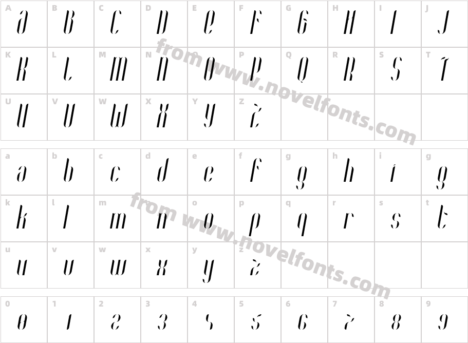 Coco-ItalicCharacter Map