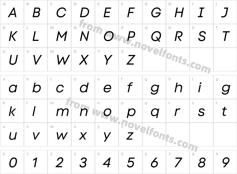 Code Next-Trial Regular ItalicCharacter Map