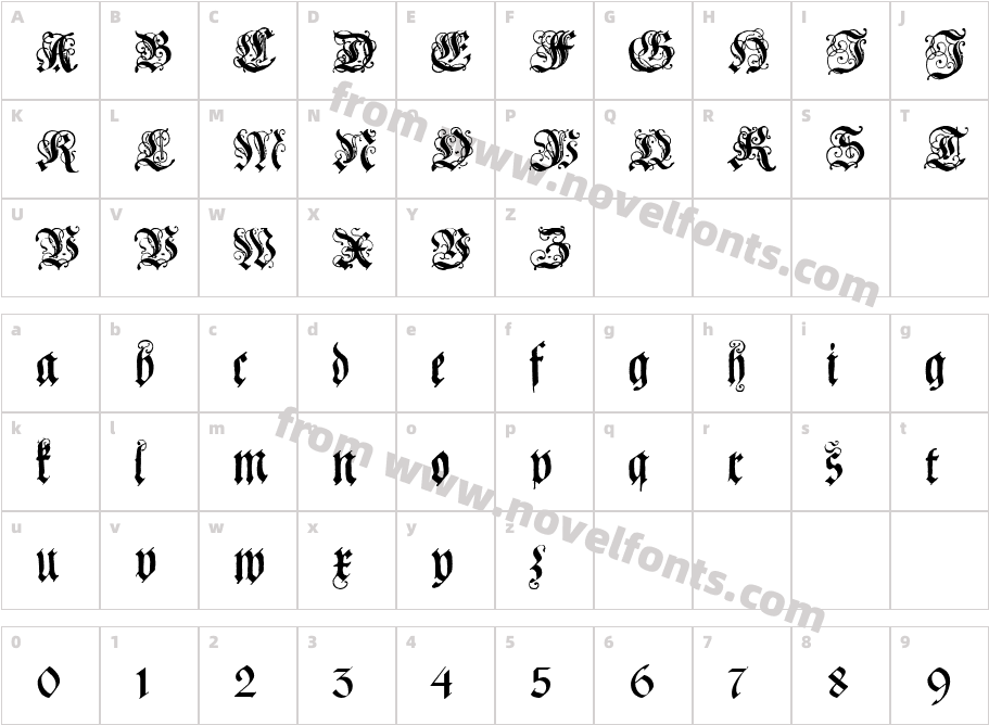 CoelnischeCurrentFrakturCharacter Map