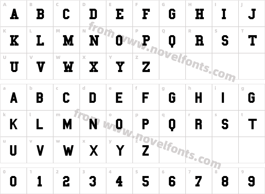 College BoldCharacter Map
