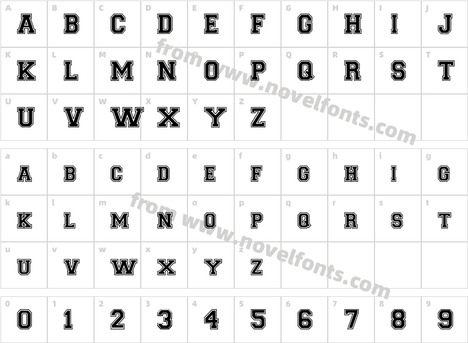 CollegiateHeavyOutline MediumCharacter Map