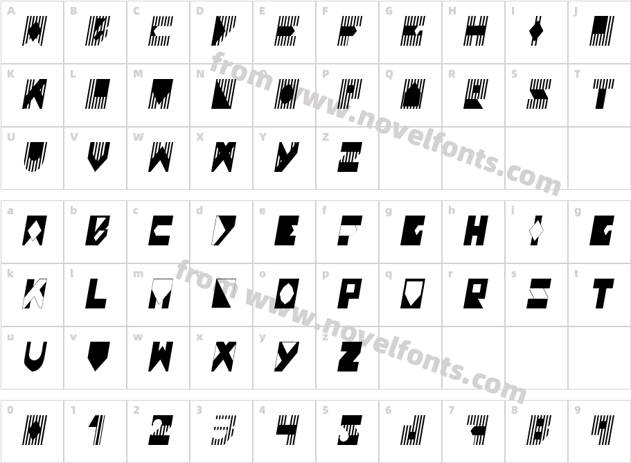 Colonialistas ItalicCharacter Map