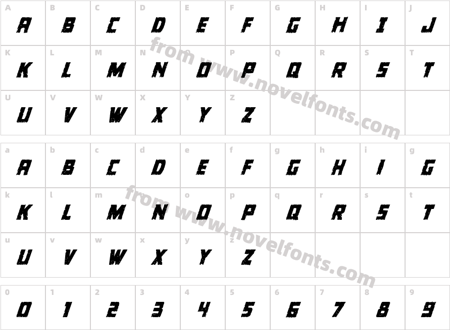 Colossus Condensed ItalicCharacter Map