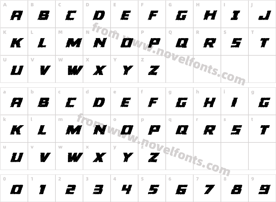 Colossus Expanded ItalicCharacter Map