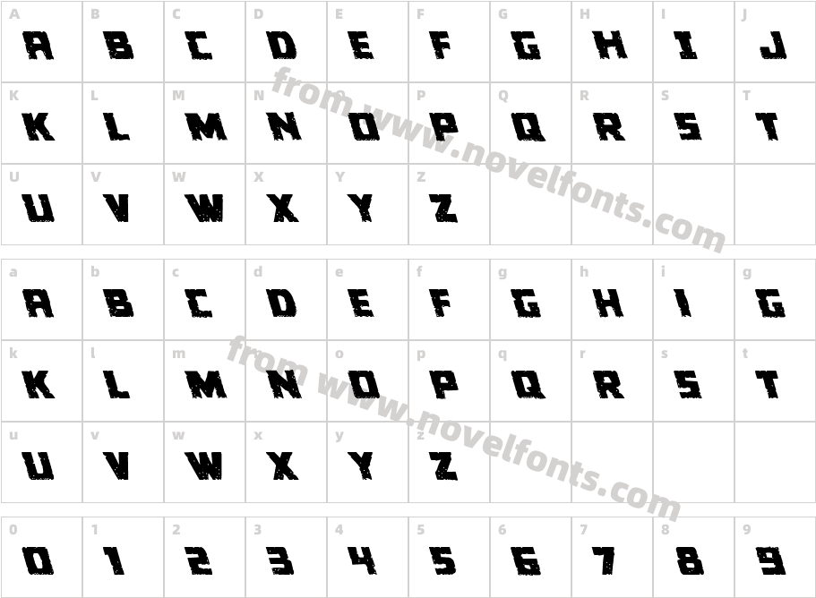 Colossus LeftalicCharacter Map