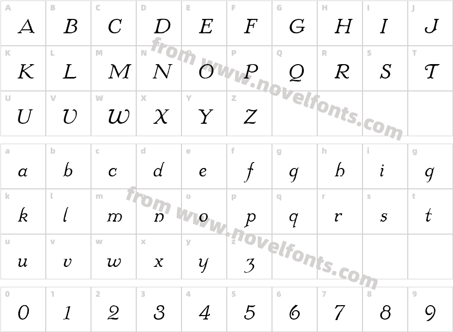 Colwell Italic HPLHSCharacter Map