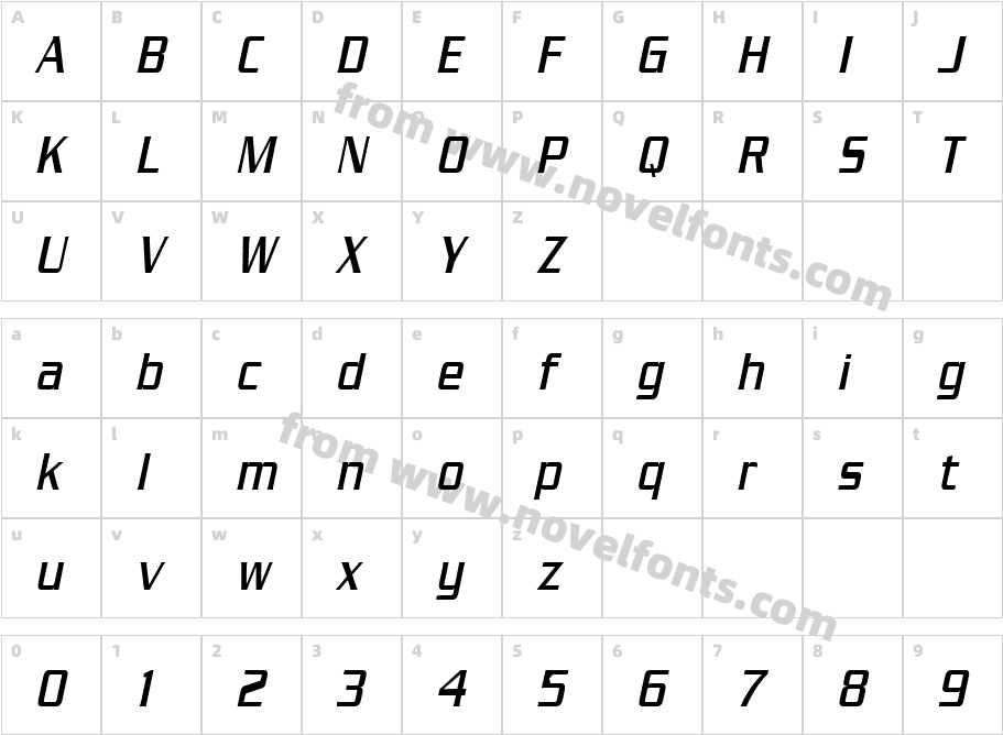 Chaney Thin ItalicCharacter Map