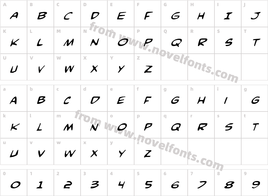 Comic Book Commando ItalicCharacter Map