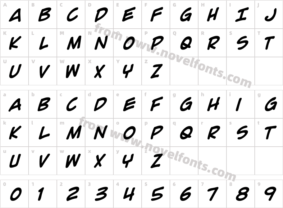 Comic Geek BoldCharacter Map