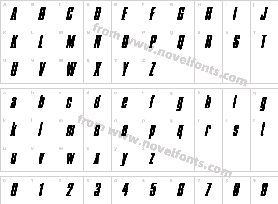 Commador Heavy ItalicCharacter Map