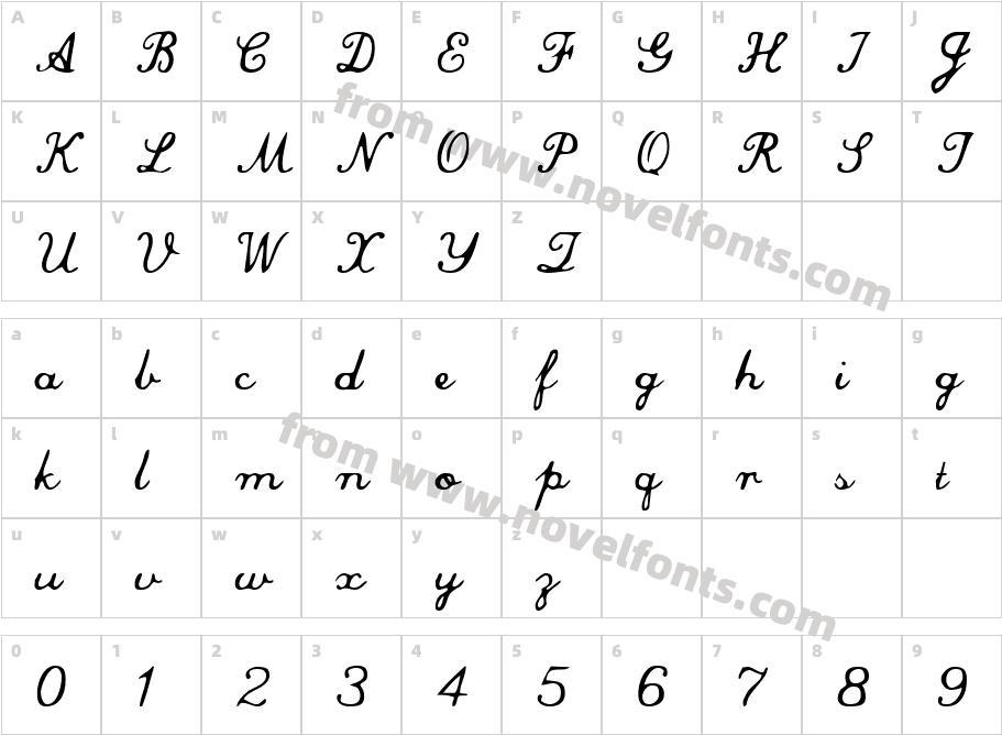 Commercial Script NormalCharacter Map