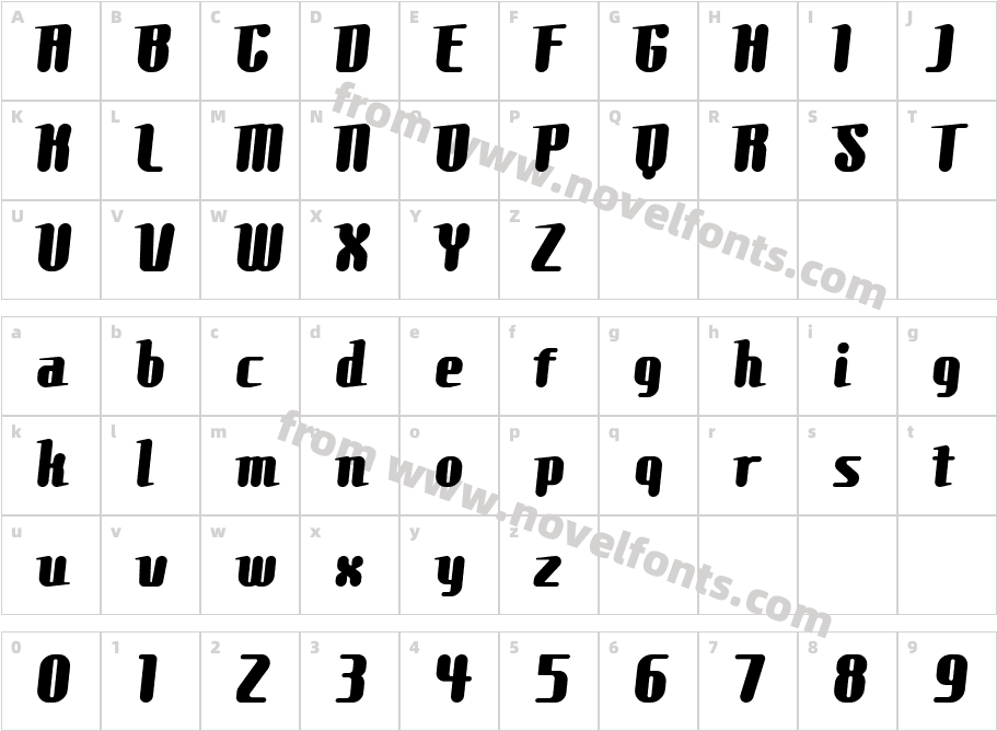 Comons ExtraBoldCharacter Map