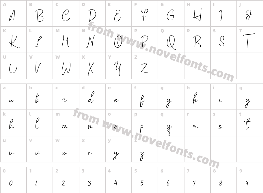 Chanilly RegularCharacter Map