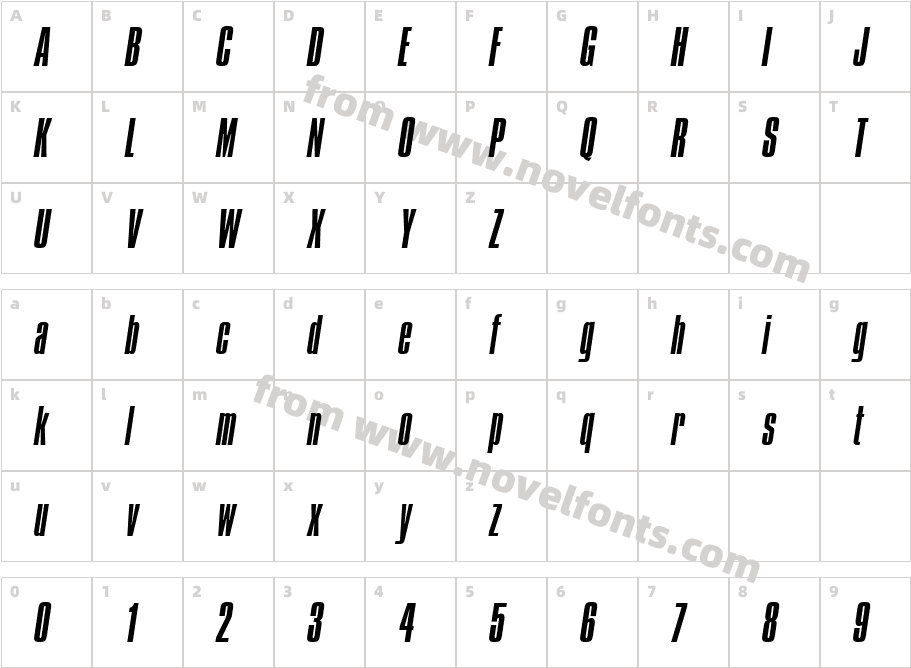 Compacta ICG LightItalicCharacter Map