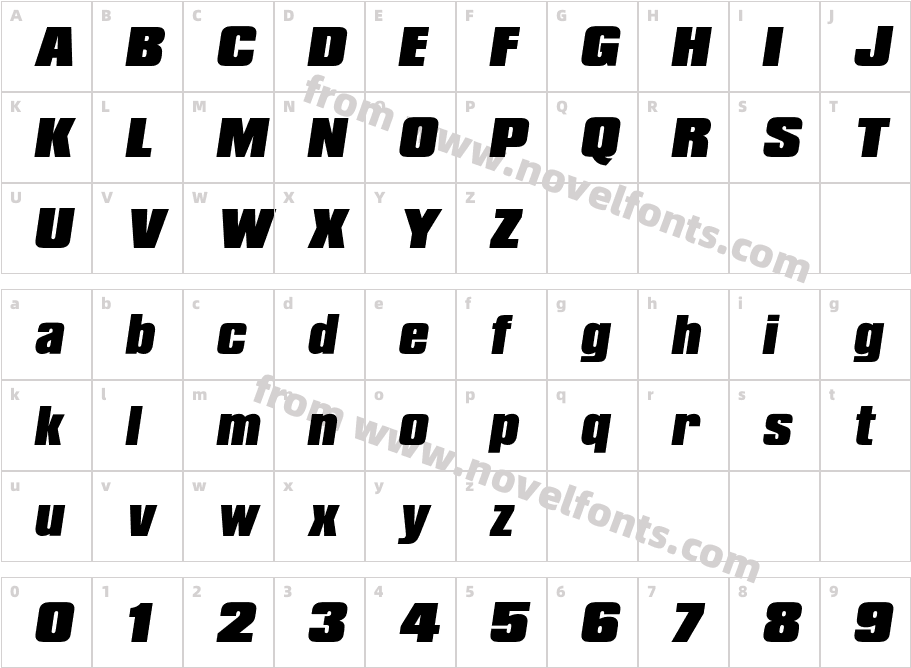 CompactaICG-BlackItalicCharacter Map