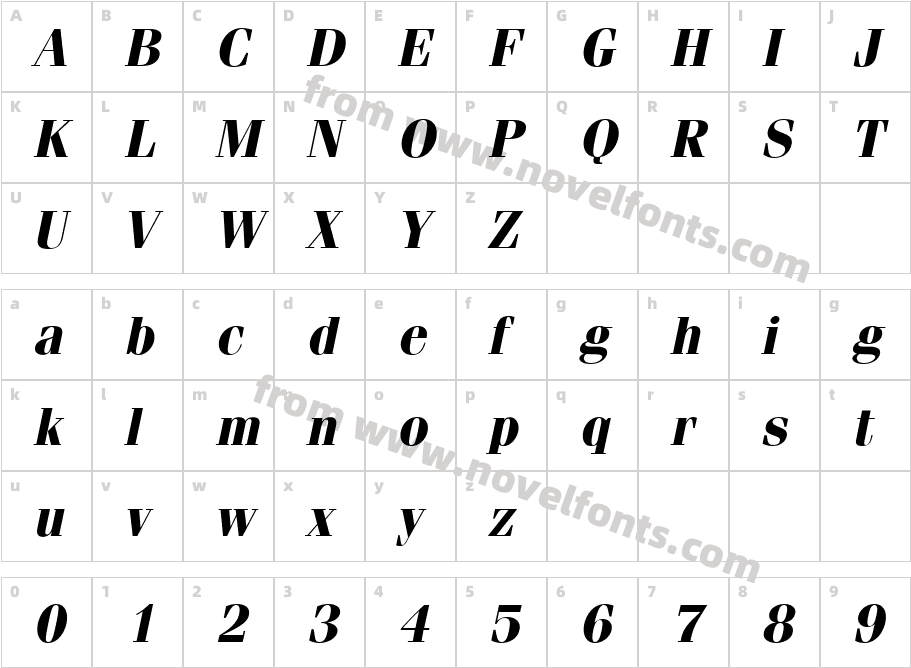 Compendium SSi Bold ItalicCharacter Map