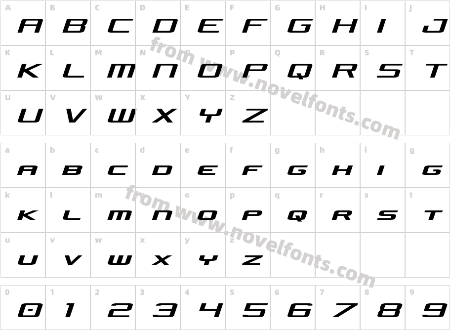 Concielian Jet Semi-ItalicCharacter Map