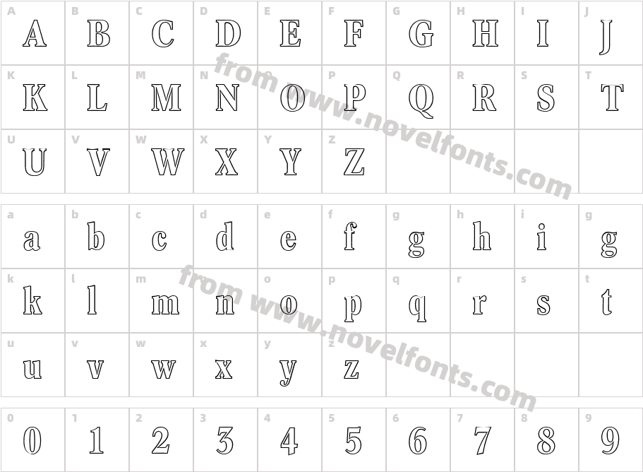 Concorde (R) Bold Condensed OutlineCharacter Map