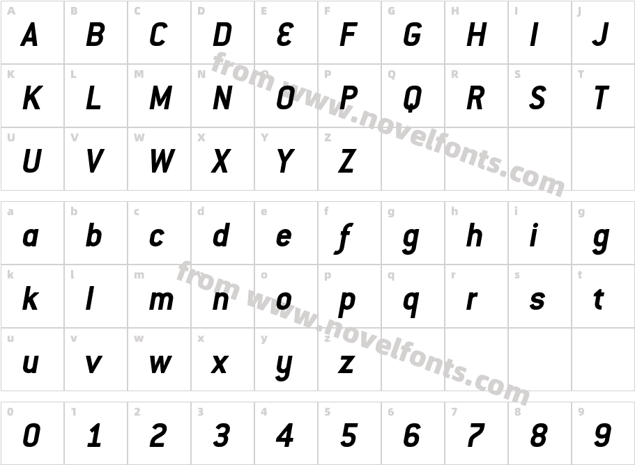 ConduitITCStd BoldItalicCharacter Map