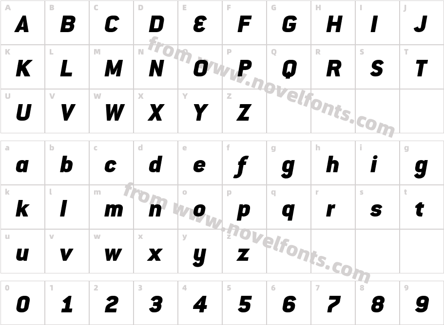 ConduitITCStd-BlackItalicCharacter Map