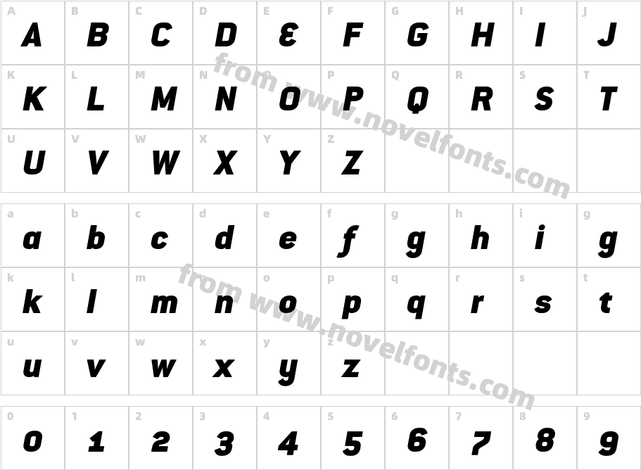 ConduitOSITC-BlackItalicCharacter Map