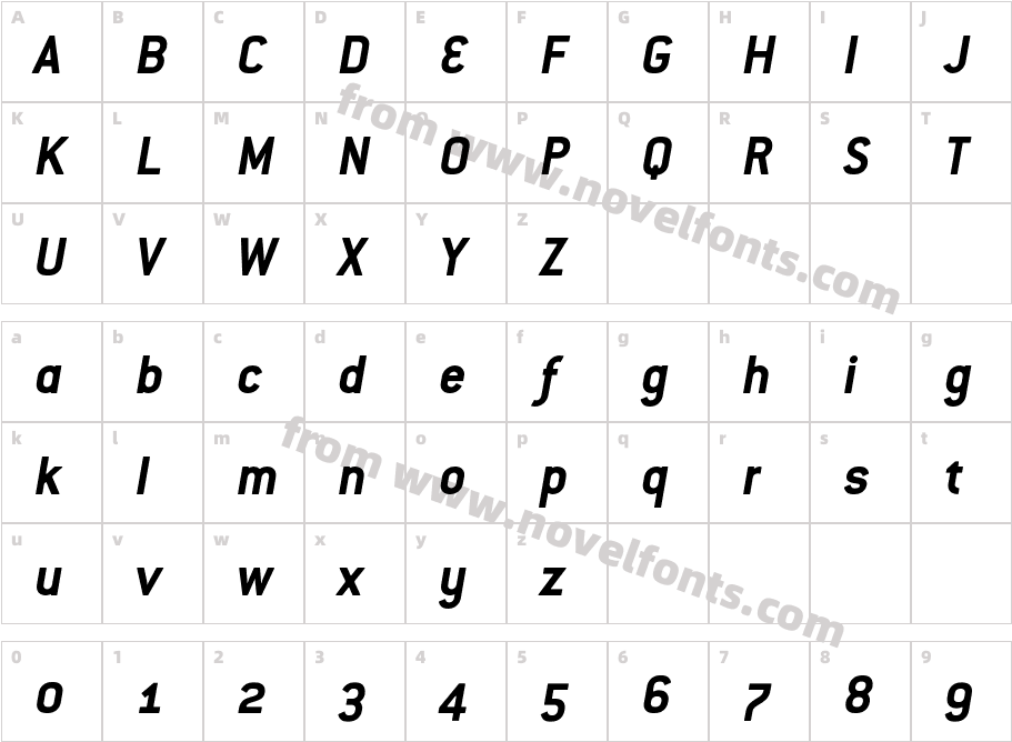 ConduitOSITC-BoldItalicCharacter Map