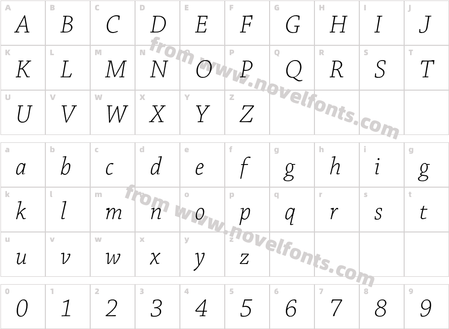 ChaparralPro-LightItSubhCharacter Map