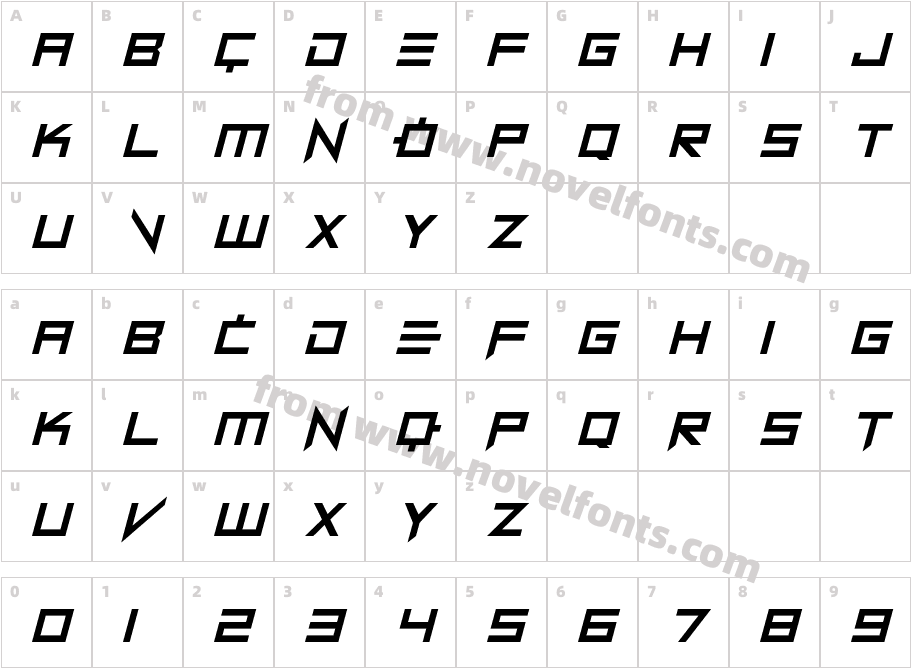 Connection ItalicCharacter Map