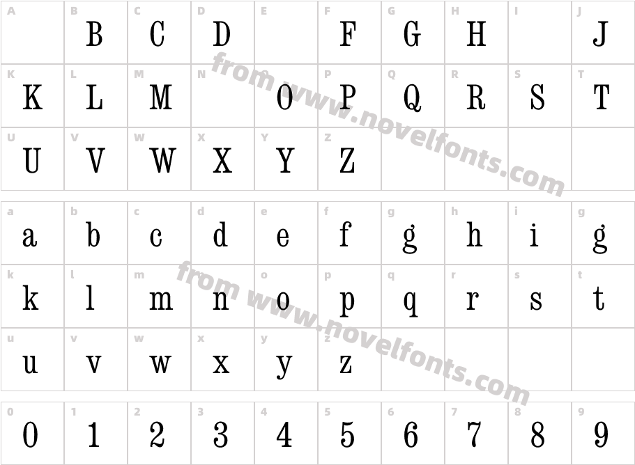 ConsortLightCondensedCharacter Map