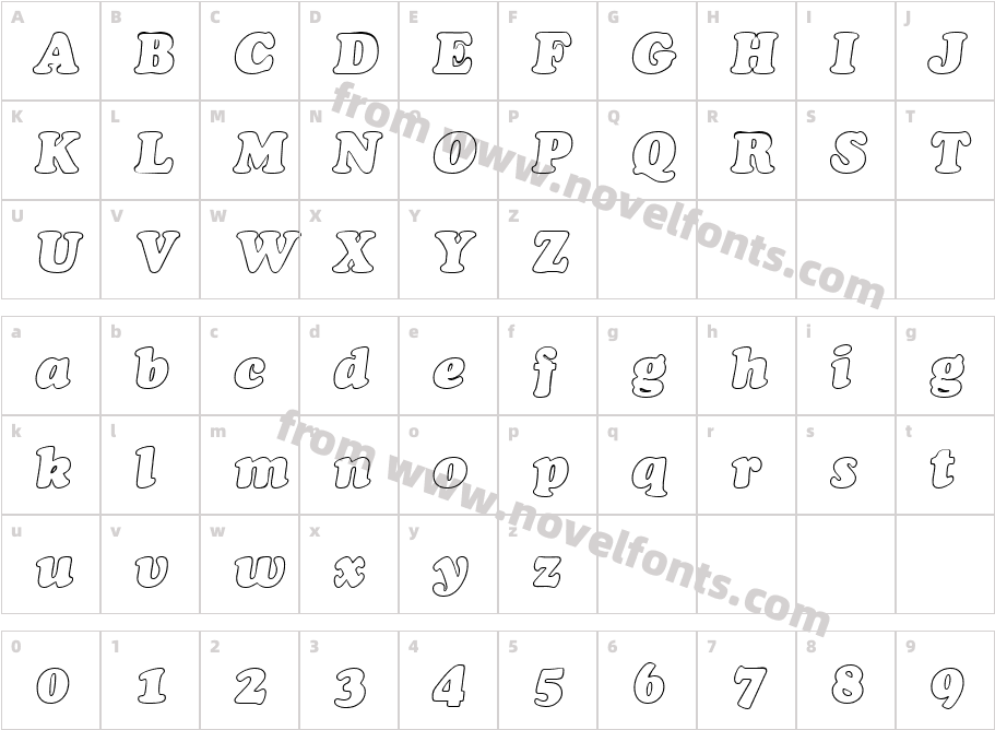 Cookie Hollow ItalicCharacter Map