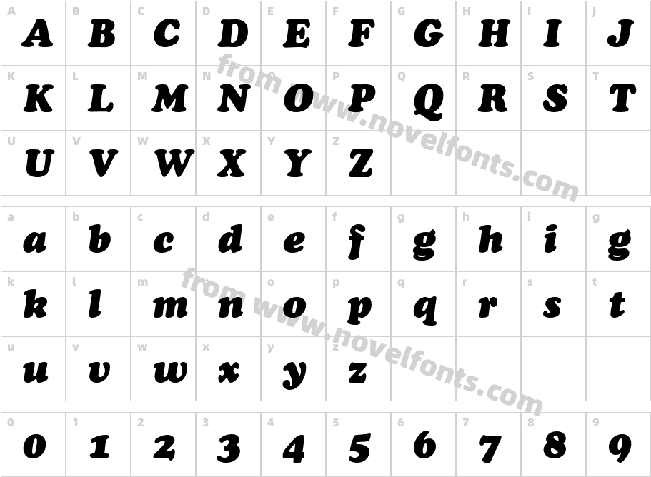 Cooper Black Italic BTCharacter Map