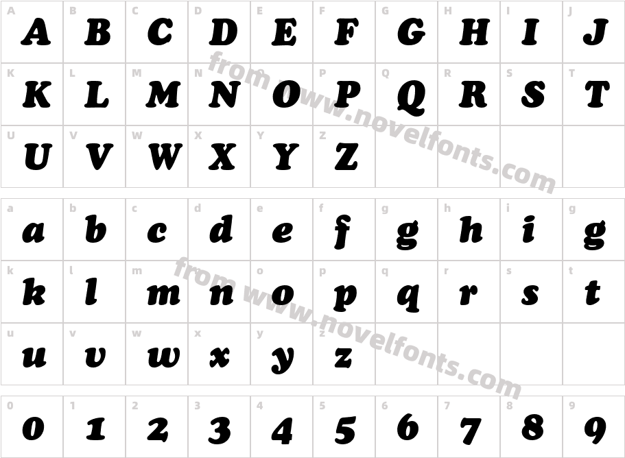 Cooper Black Italic Headline BTCharacter Map