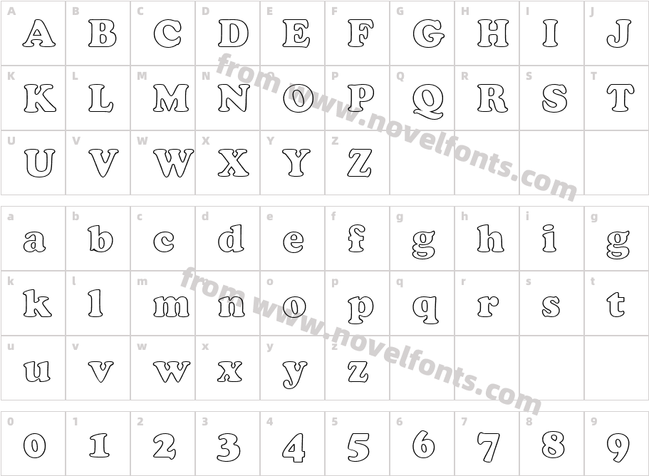 Cooper Black Outline BTCharacter Map