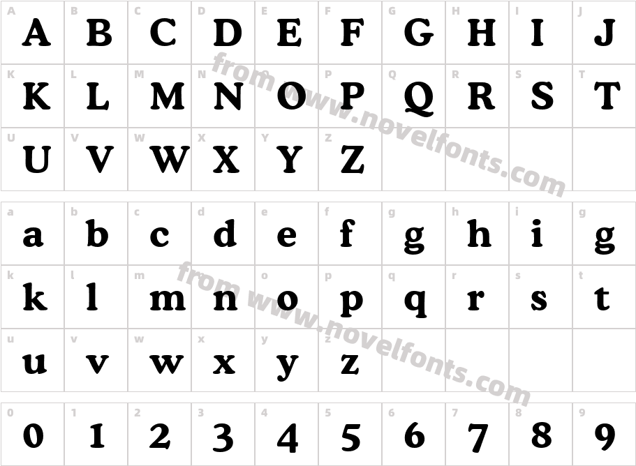 Cooper Bold BTCharacter Map