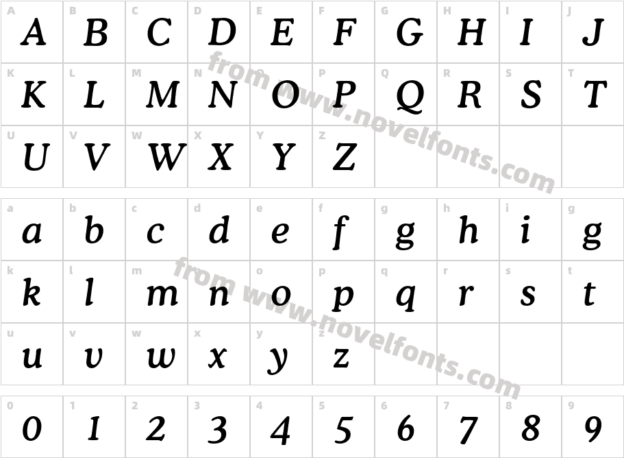 CooperBT-MediumItalicCharacter Map