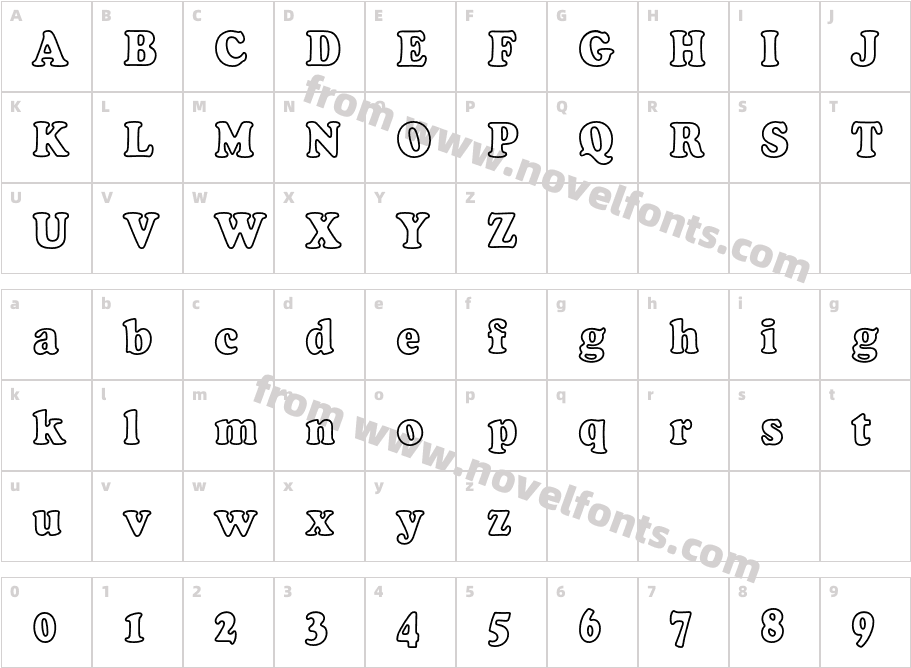 CooperBlackEF-BoldCondOutlineCharacter Map