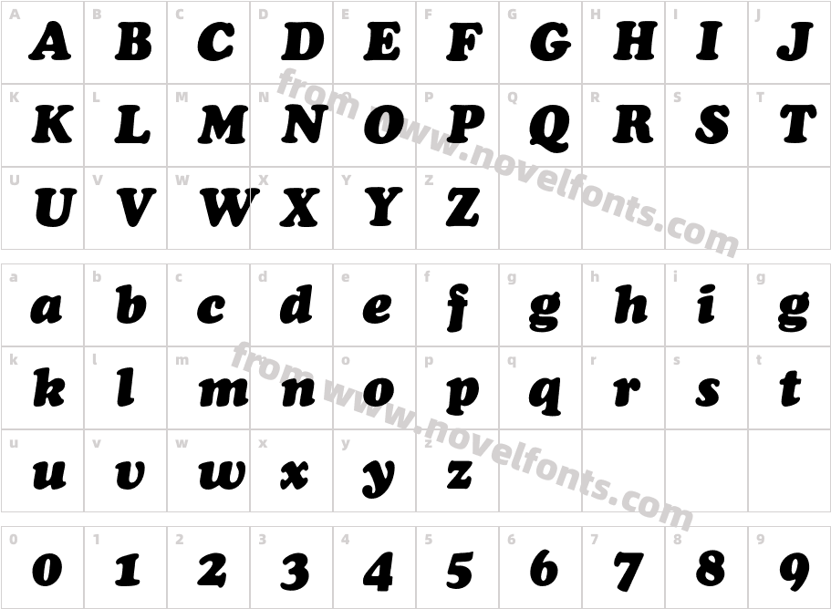 CooperBlackItalicCharacter Map