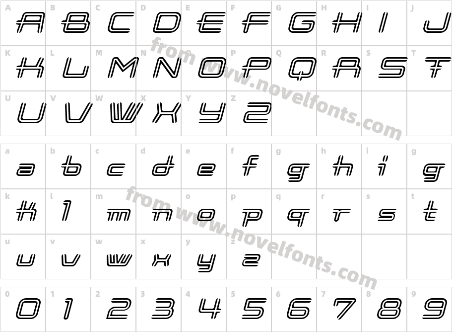 Coot_stripe ItalicCharacter Map