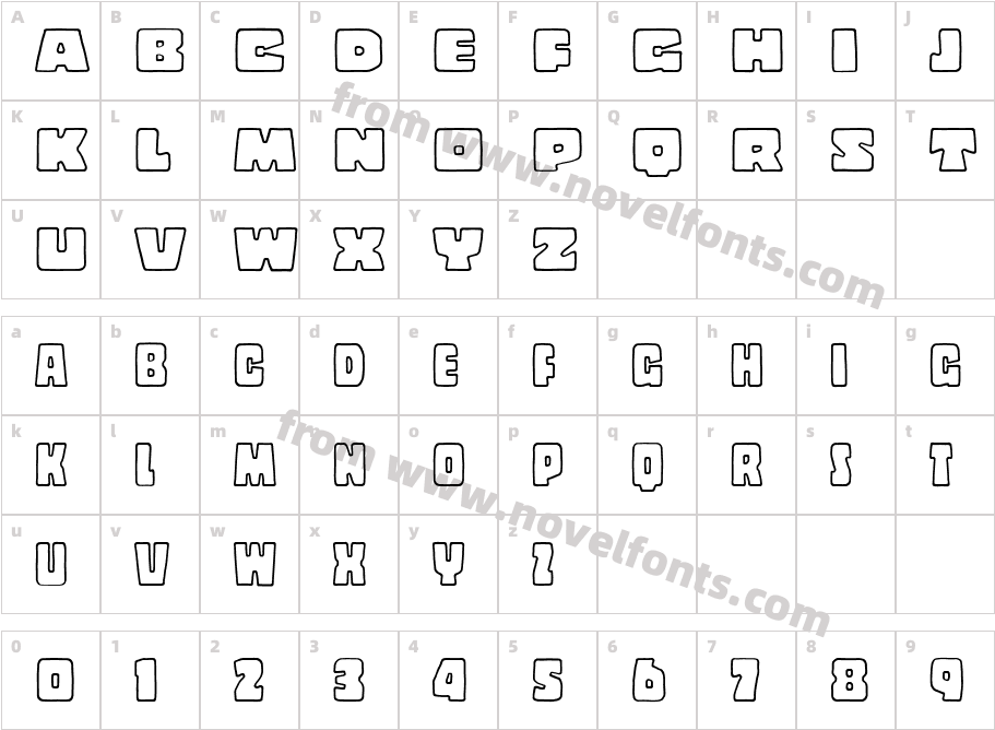 Copal OutlineCharacter Map