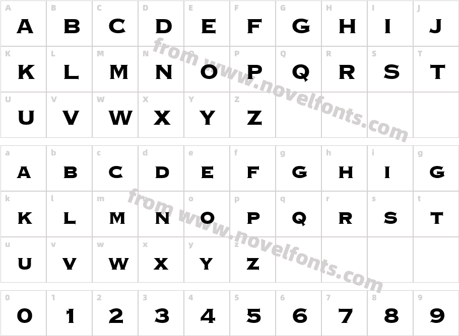 Copperplate Gothic Heavy BTCharacter Map