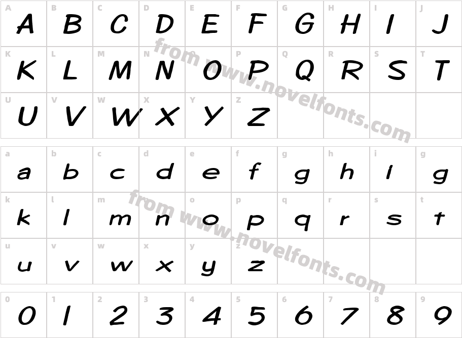 Copybook-Extended Bold ItalicCharacter Map