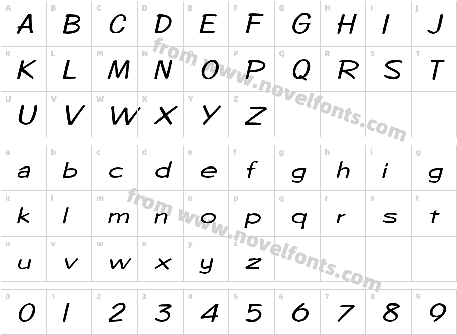 Copybook-Extended ItalicCharacter Map